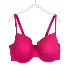 Cacique Lightly Lined Lace T-Shirt Bra Pink 44DDD NWOT